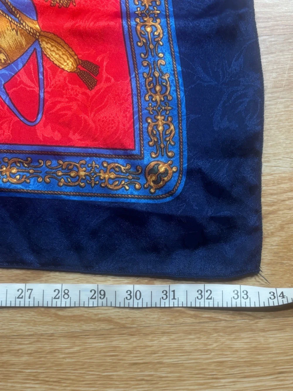 Silk-Feel Navy & Red Printed Neck Scarf